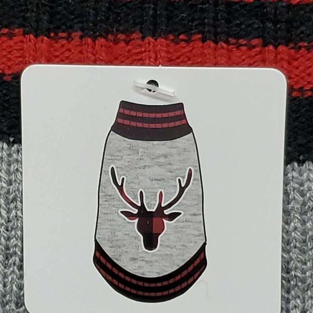 **M** Vibrant Life Dog Sweater Gray Check Deer Size M 100% Acrylic Color Gray